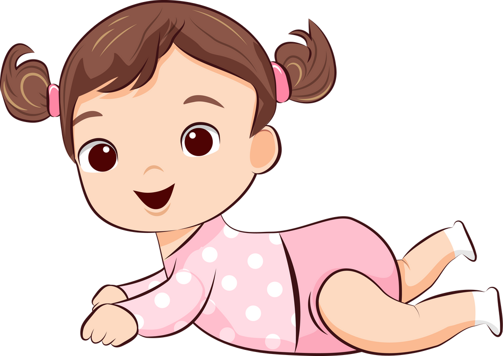 Baby Girl crawling character